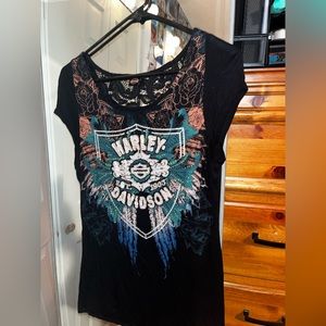 harley davidson shirt w/ lace back
